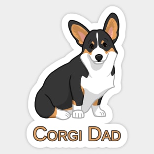 Cute Black Tricolor Pembroke Corgi Dog Dad Sticker